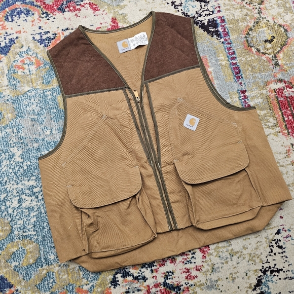 Vintage Carhartt Utility Canvas Hunting Vest Mens 2XL XXL Made In USA - Picture 3 of 13